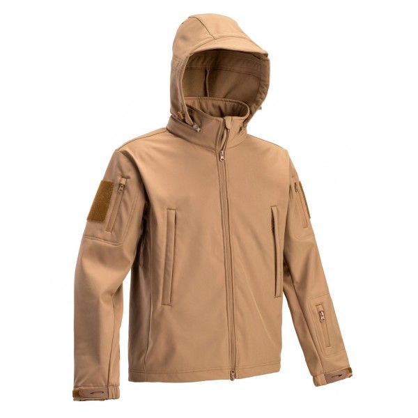 MILITARY SOFTSHELL JACKET WITH DETACHABLE HOOD DEFCON 5 COYOTE
