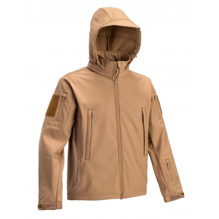 MILITARY SOFTSHELL JACKET WITH DETACHABLE HOOD DEFCON 5 COYOTE