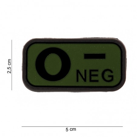 PATCH IN GOMMA 3D PVC GRUPPO SANGUIGNO 0- POS VERDE