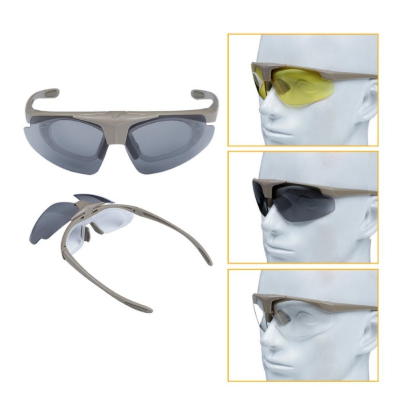 TACTICAL GLASSES KIT 3 INTERCHANGEABLE LENSES TAN TACTICAL GLASSES KIT 3 INTERCHANGEABLE LENSES TAN