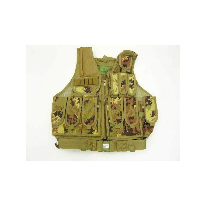 TACTICAL WAISTCOAT 13 POCKETS AND HOLSTER EXAGON VEGETATED