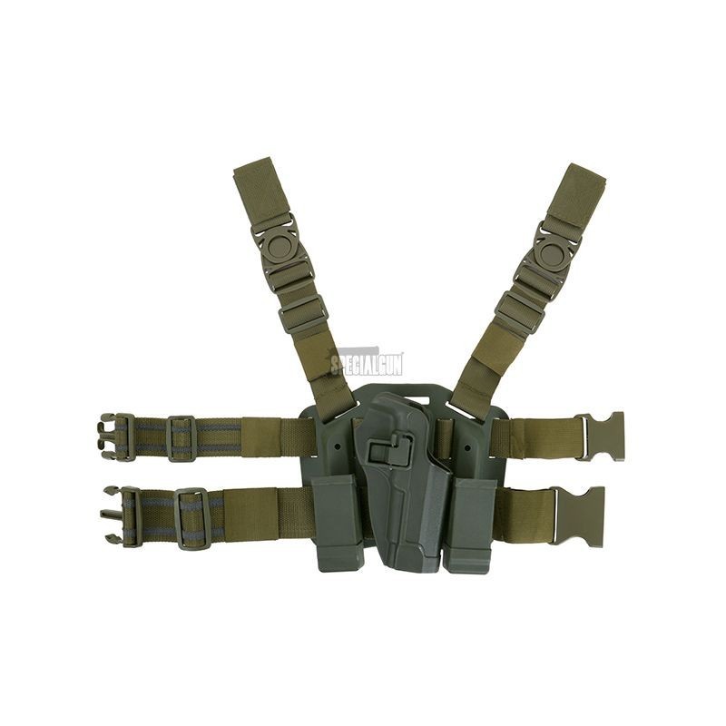 POLYMER CQC BERETTA 92 GREEN OD RIGID THIGH HOLSTER