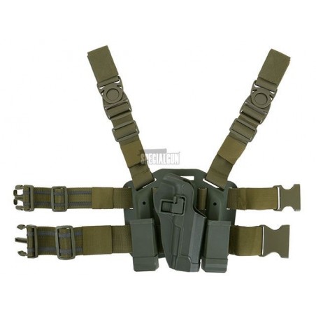 POLYMER CQC BERETTA 92 GREEN OD RIGID THIGH HOLSTER