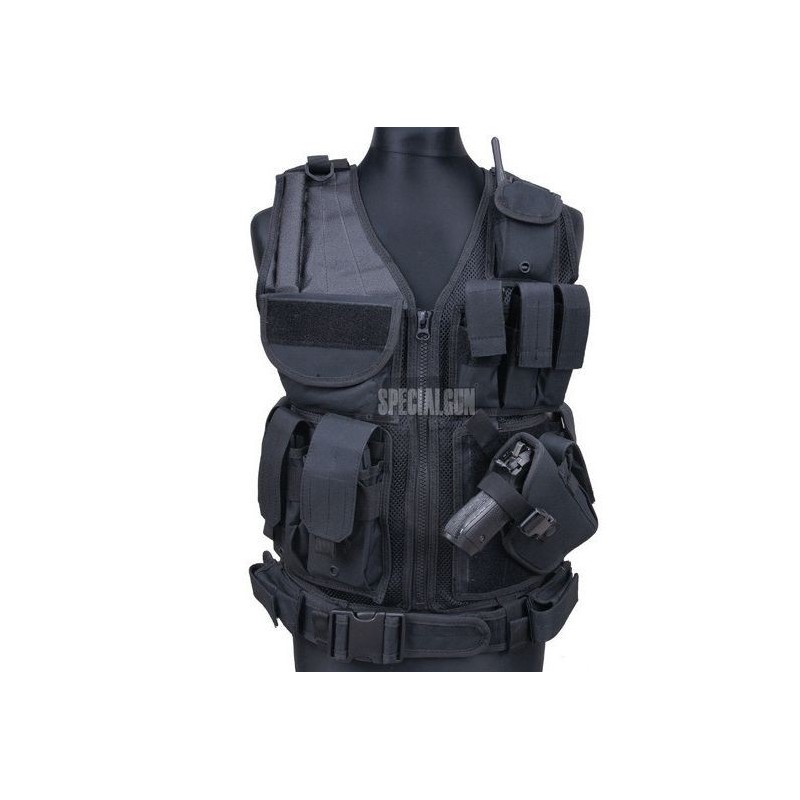 TACTICAL VEST SWAT WITH HOLSTER BLACK