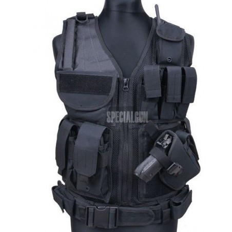 TACTICAL VEST SWAT WITH HOLSTER BLACK