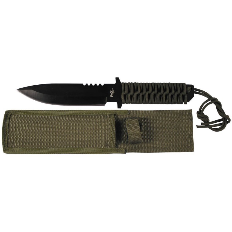 COLTELLO TATTICO PARACORD LAMA FISSA 27 cm FOX VERDE COLTELLO TATTICO PARACORD LAMA FISSA 27 cm FOX VERDE