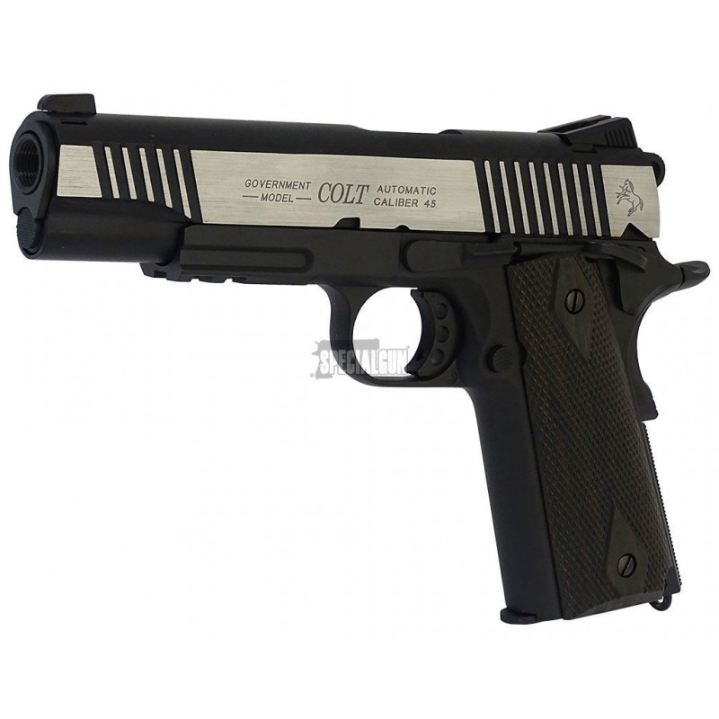 COLT 1911 RAIL GUN SERIES CO2 BLOWBACK FULL METAL CYBERGUN DUAL TONE COLT 1911 RAIL GUN SERIES CO2 BLOWBACK FULL METAL CYBERGUN DUAL TONE