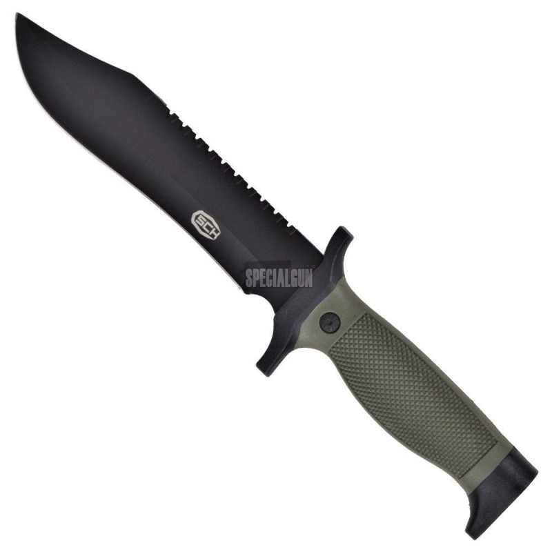FIXED BLADE STEEL HUNTING KNIFE WITH GREEN SHEATH