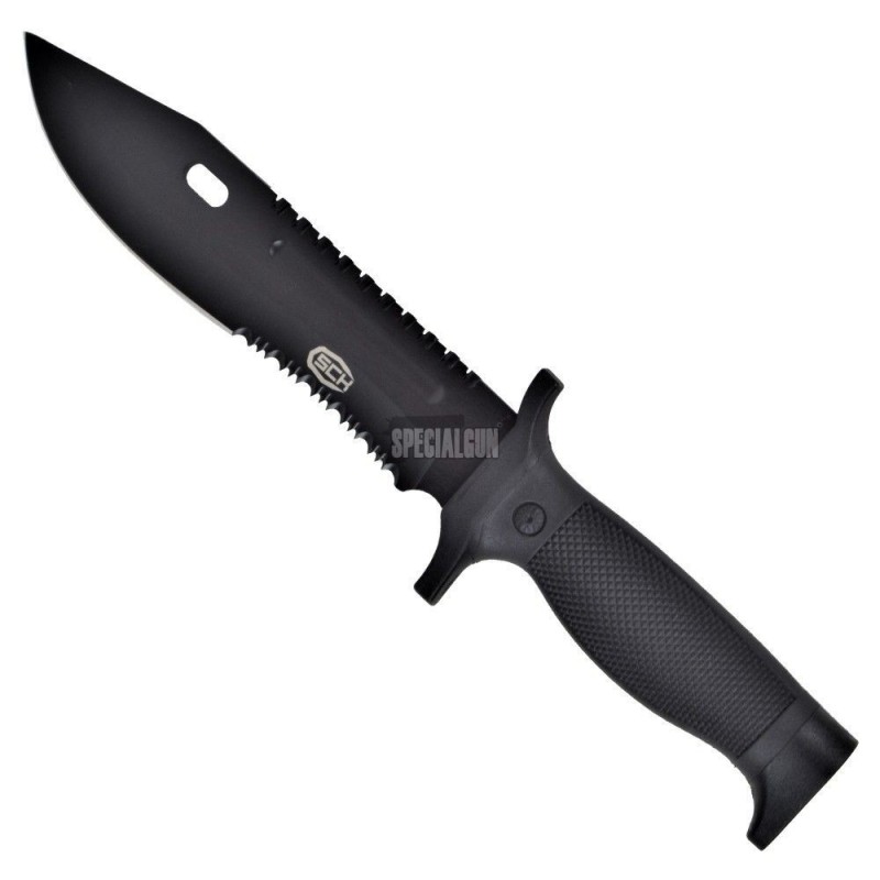 CUCHILLO DE CAZA DE HOJA FIJA DE ACERO CON FUNDA NEGRA