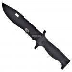 CUCHILLO DE CAZA DE HOJA FIJA DE ACERO CON FUNDA NEGRA