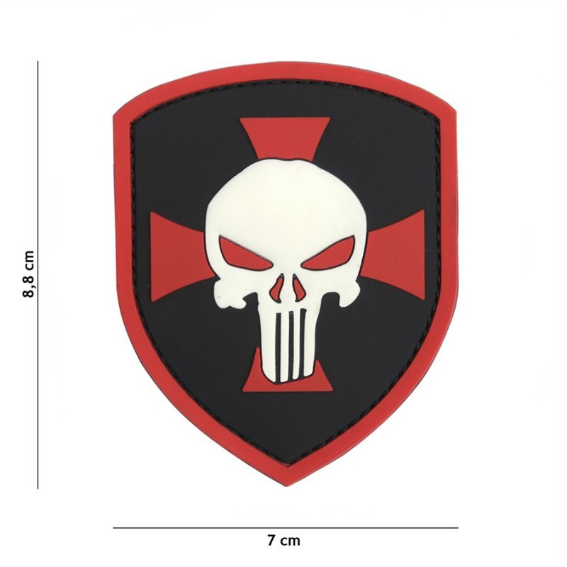 PATCH IN GOMMA PVC 3D TESCHIO PUNISHER TEMPLARE ROSSO PATCH IN GOMMA PVC 3D TESCHIO PUNISHER TEMPLARE ROSSO