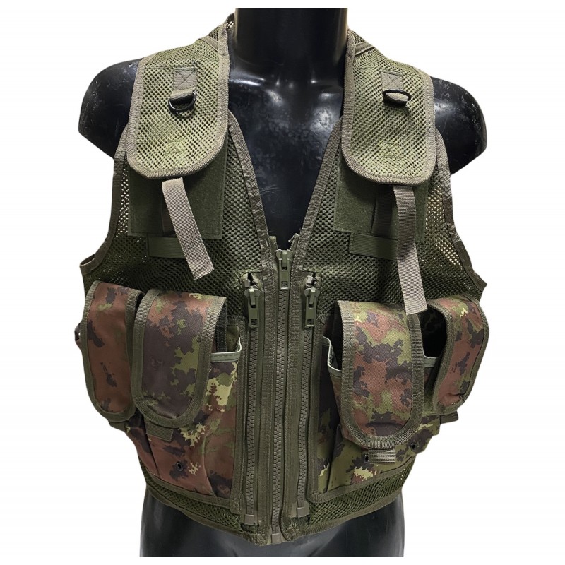 GILET TATTICO 10 TASCHE E FONDINA CON CINTURA ROYAL VEGETATO