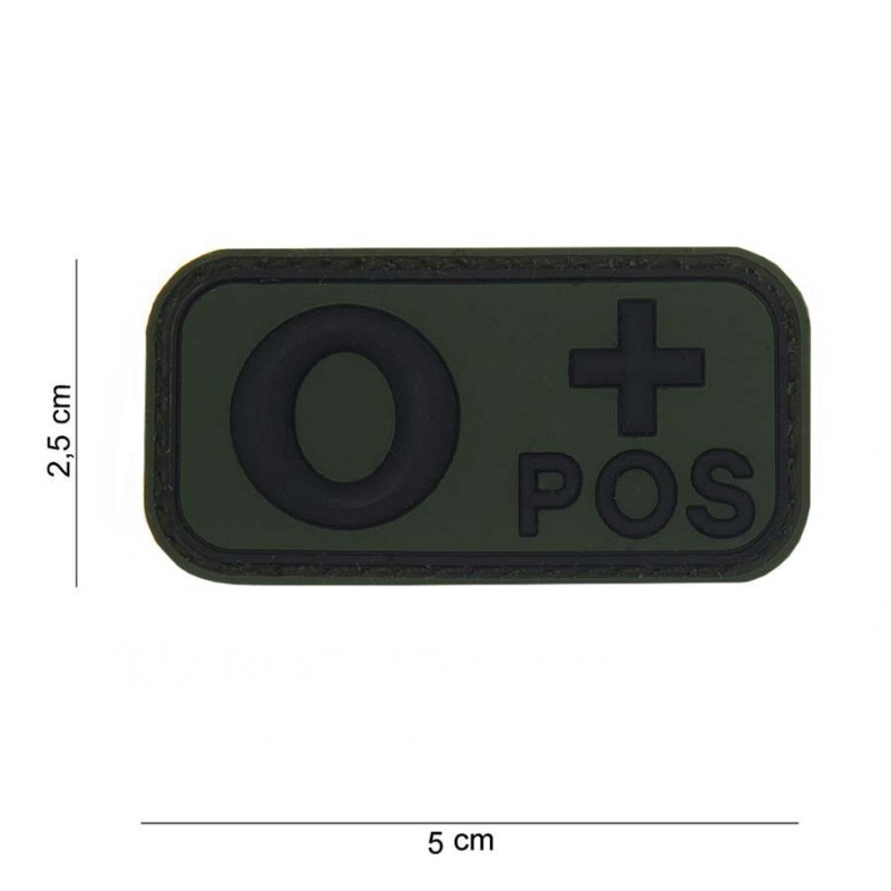 3D PVC RUBBER PATCH BLOOD GROUP 0+ POS GREEN