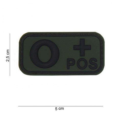 PATCH IN GOMMA 3D PVC GRUPPO SANGUIGNO 0+ POS VERDE