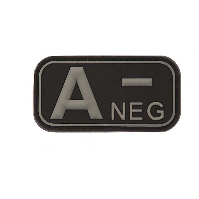 3D PVC RUBBER PATCH BLOOD GROUP A- NEG BLACK 3D PVC RUBBER PATCH BLOOD GROUP A- NEG BLACK