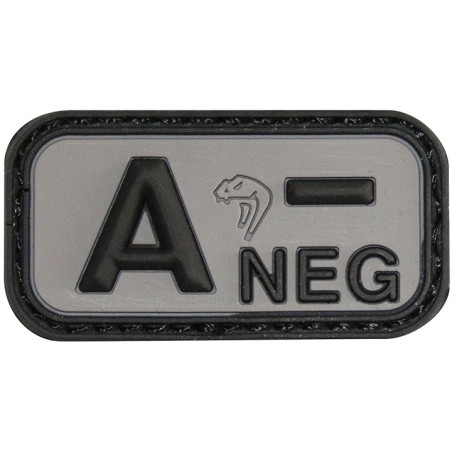 3D PVC RUBBER PATCH BLOOD GROUP A- NEG WHITE