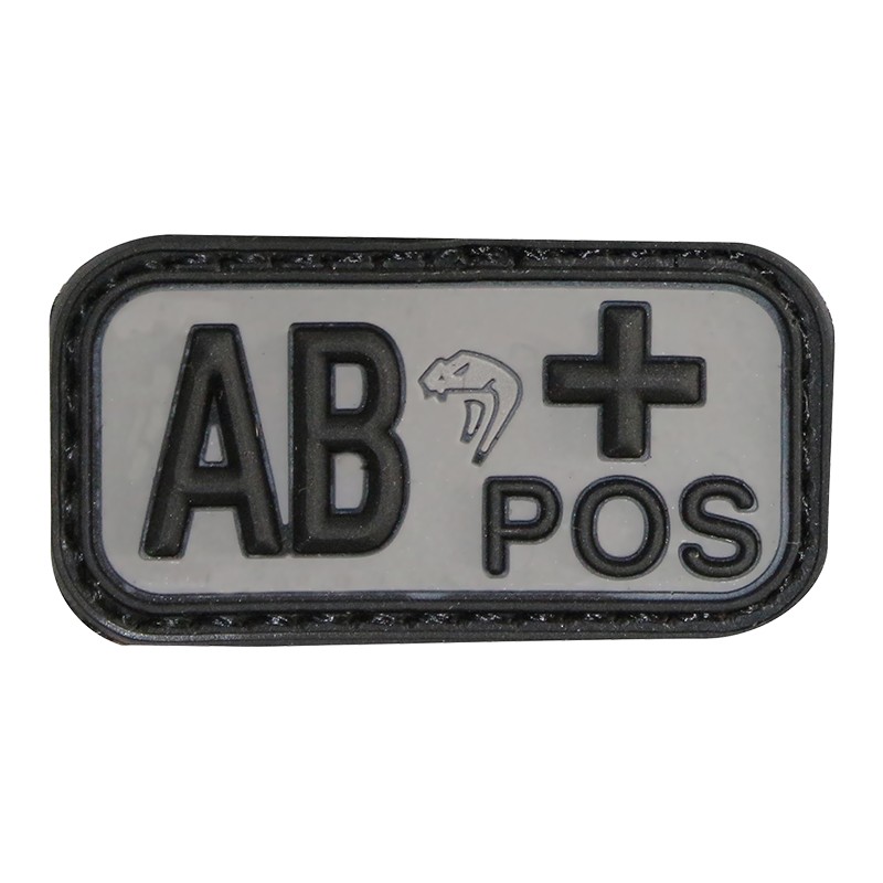 3D PVC RUBBER PATCH BLOOD GROUP AB+ POS WHITE