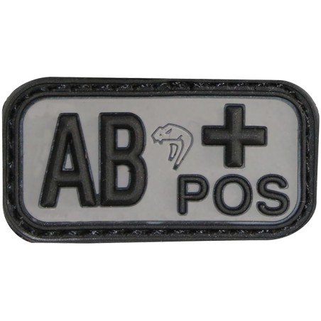 3D PVC RUBBER PATCH BLOOD GROUP AB+ POS WHITE