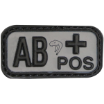 3D PVC RUBBER PATCH BLOOD GROUP AB+ POS WHITE