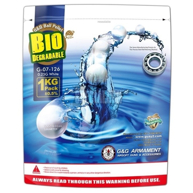 BIODEGRADABLE BALLS 0.25 gr. 1kg bag G&G WHITE
