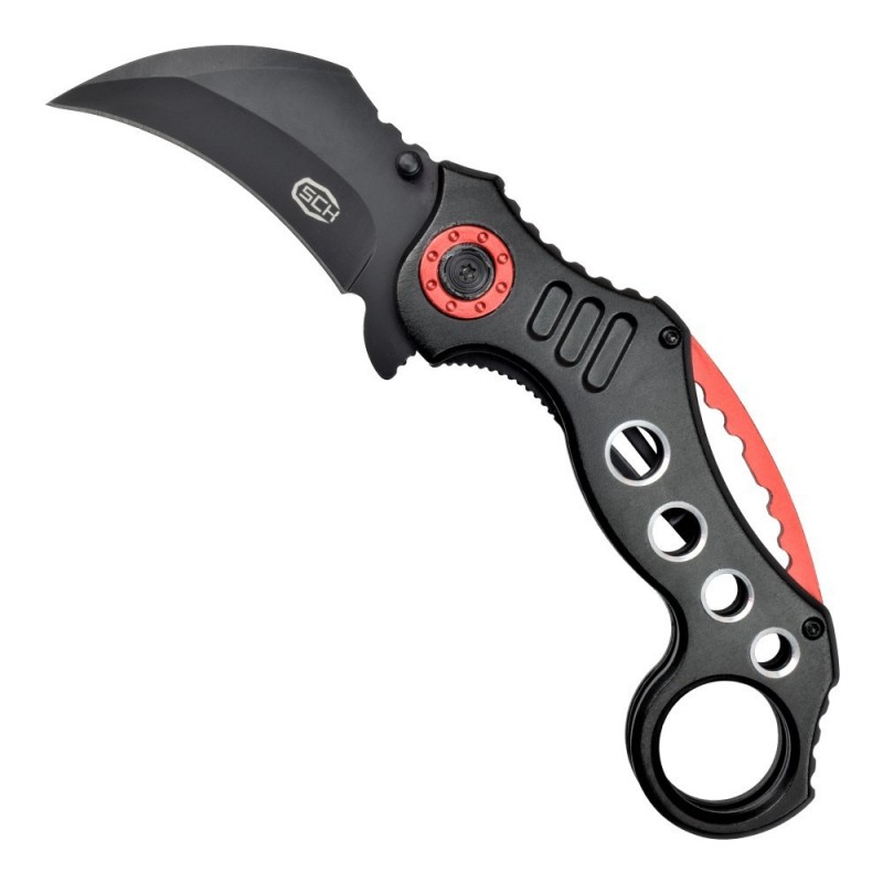 COLTELLO KARAMBIT FRAME RICHIUDIBILE STEEL CLAW KNIVES ROSSO/NERO COLTELLO KARAMBIT FRAME RICHIUDIBILE STEEL CLAW KNIVES ROSSO/NERO