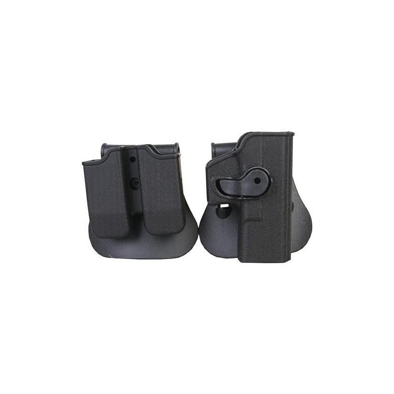 FONDINA RIGIDA PER GLOCK + DOPPIO PORTA CARICATORE RIGIDO NERA FONDINA RIGIDA PER GLOCK + DOPPIO PORTA CARICATORE RIGIDO NERA