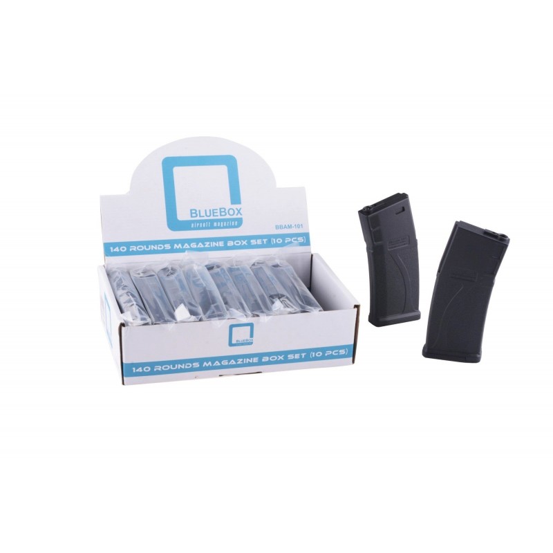 BOX 10pz CARICATORI M4 MID-CAP 140bb BLUEBOX GUARDER NERO