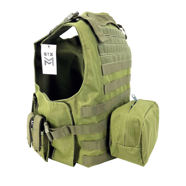 GILET TATTICO FBSE COMPLETO DI TASCHE SIXMM VERDE OD