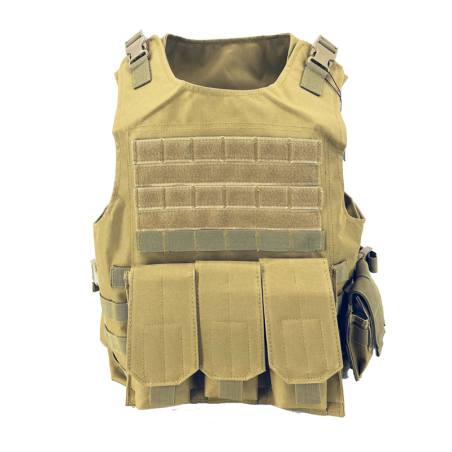 GILET TATTICO FBSE COMPLETO DI TASCHE SIXMM TAN