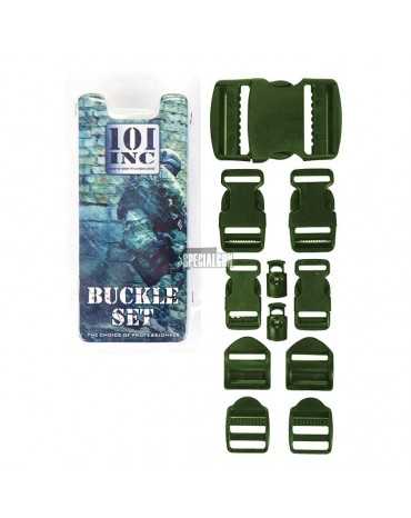 SET FIBBIE IN PLASTICA PER BUFFETTERIA TACTICAL VEST ZAINI 101INC VERDE